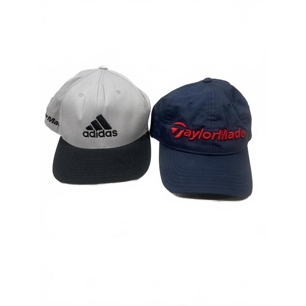 Adidas x TaylorMade Snapback Black/Grey & TaylorMade Strapback Blue/Red Caps